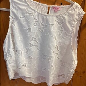 Pink Lily White Floral Lace Camisole Tank